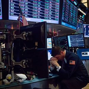 Trading At The NYSE As U.S. Stocks Tumble After Selloff in China Renews Growth Concern