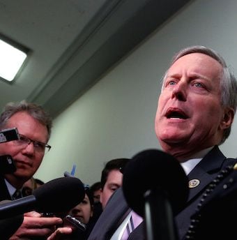 House Freedom Caucus Chairman U.S. Representative Mark Meadows (R-NC) speaks to reporters after meeting with his caucus members about their votes on a potential repeal of Obamacare on Capitol Hill in Washington
