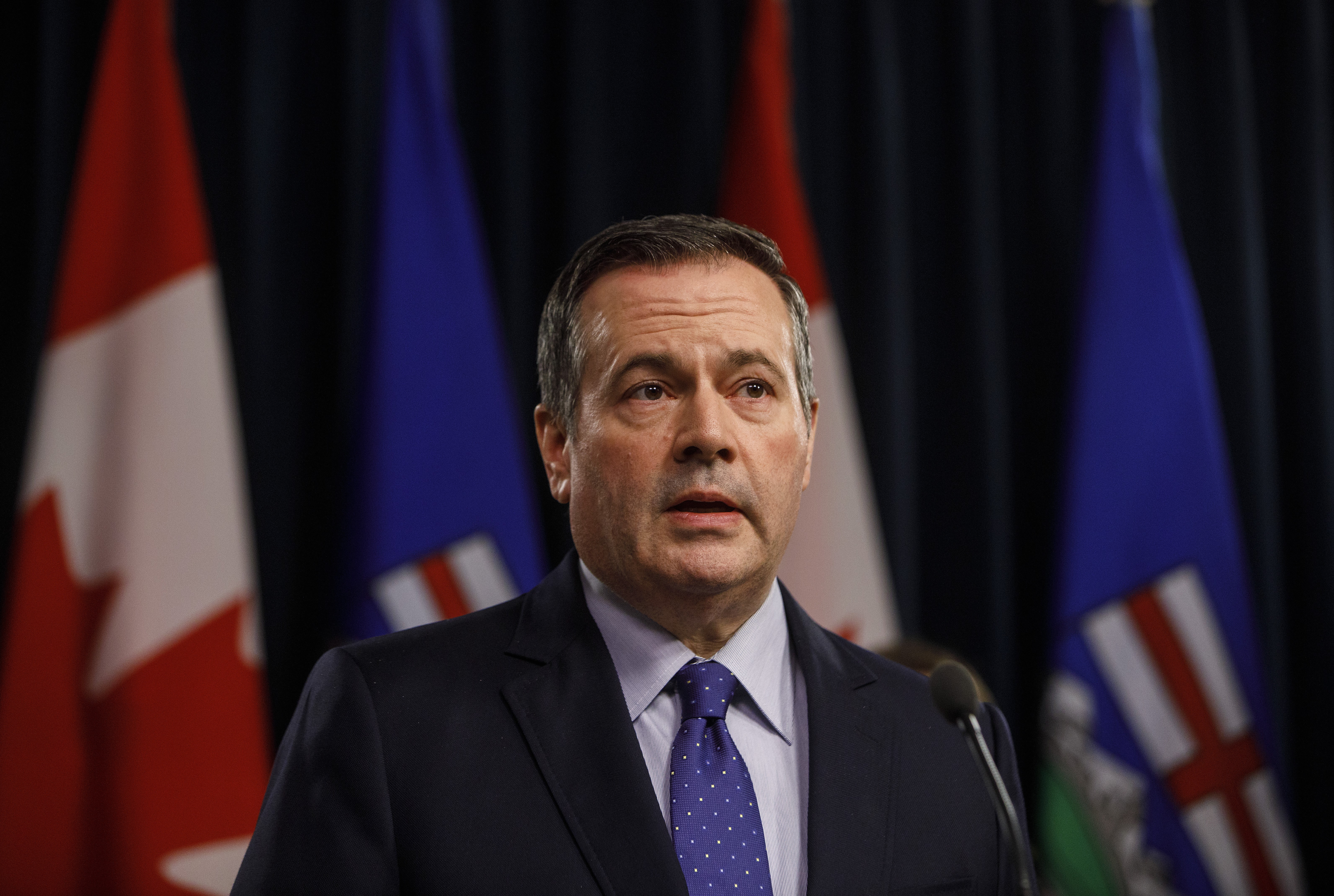 Kenney holds a COVID-19 briefing in Edmonton on March 20, 2020 (CP/Jason Franson)