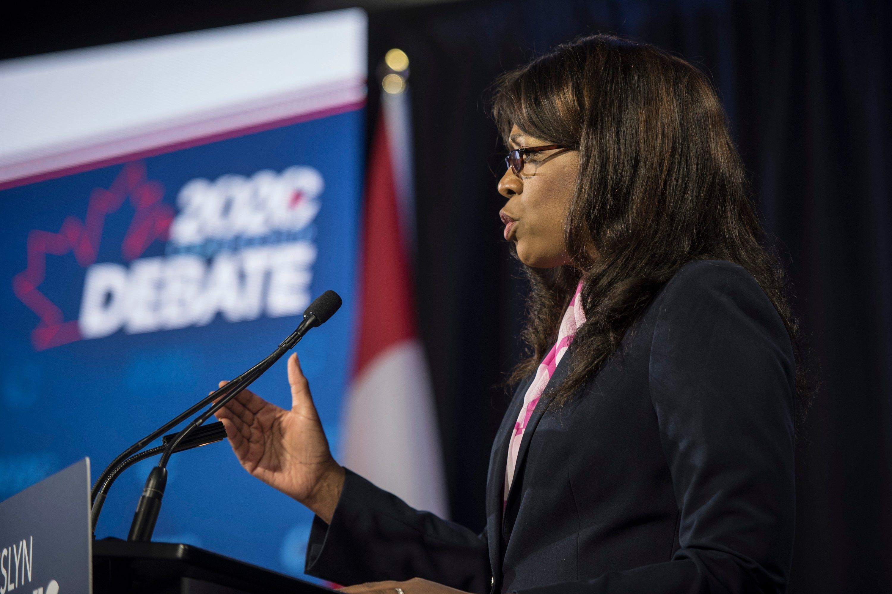 Lewis speaks during the CPC English debate in Toronto, June 18, 2020. (Tijana Martin/The Canadian Press)