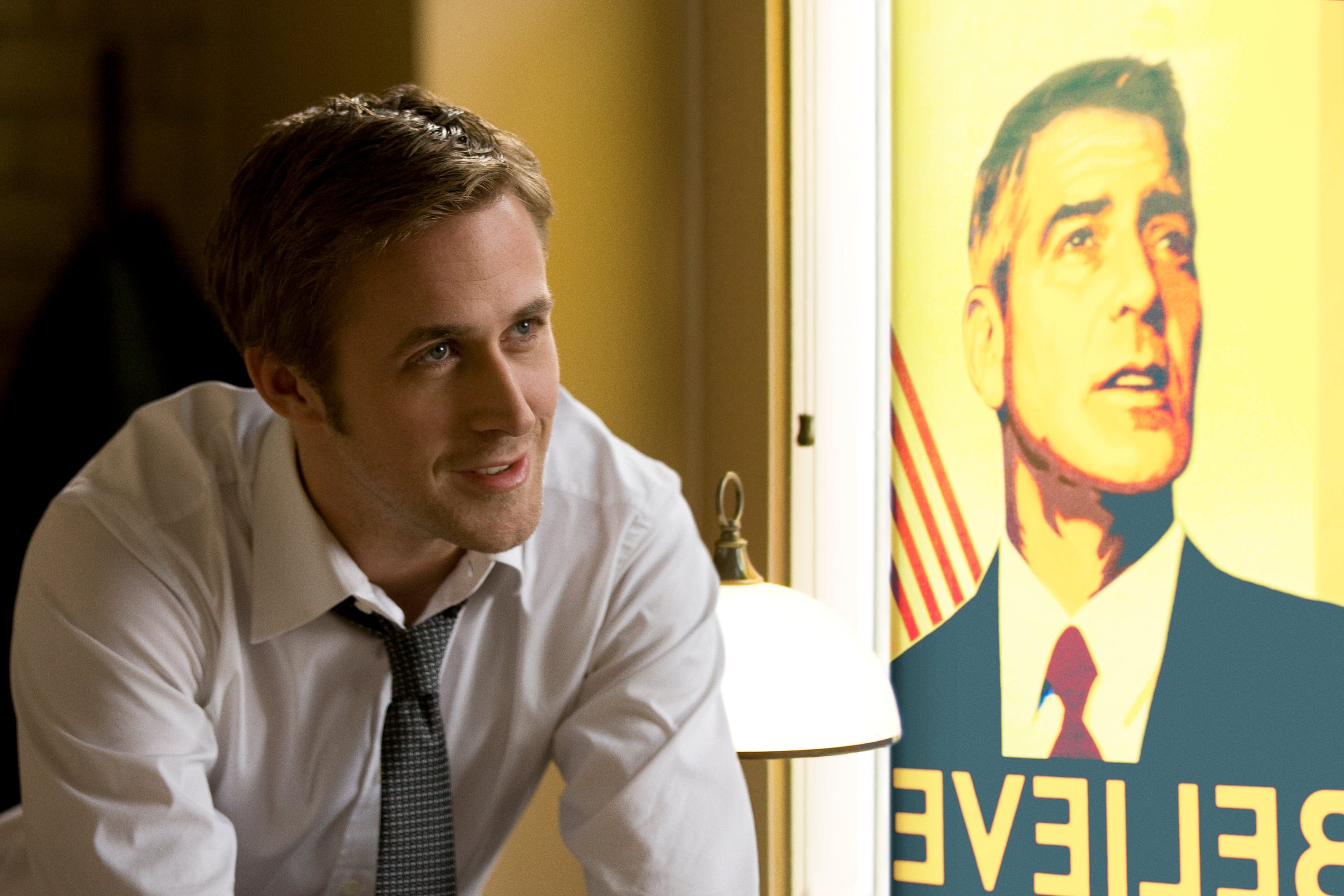 Ryan Gosling (in a scene from 'The Ides of March') will compete with 'Ides' director George Clooney, nominated for 'The Descendants' 
