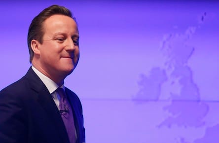 Britain's Prime Minister David Cameron walks away after delivering a speech in central London
