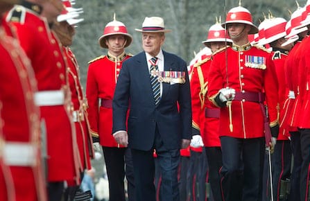 His Royal Highness Prince Philip, Duke of Edinburgh inspects members of 3rd Battalion of The Royal Canadian Regiment at Queen's Park in Toronto.
