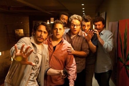 (from left) James Franco, Jonah Hill, Craig Robinson, Seth Rogen, Jay Baruchel and Danny McBride in 'This is the End' / photo by Suzanne Hanover, courtesy of Columbia Pictures