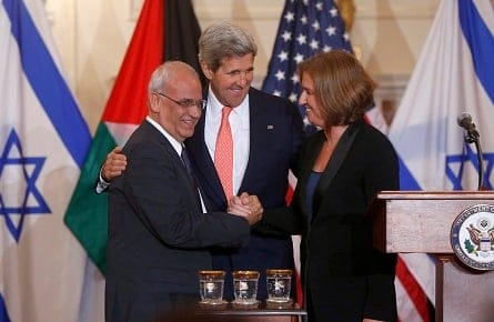 John Kerry, Tzipi Livni, Saeb Erekat