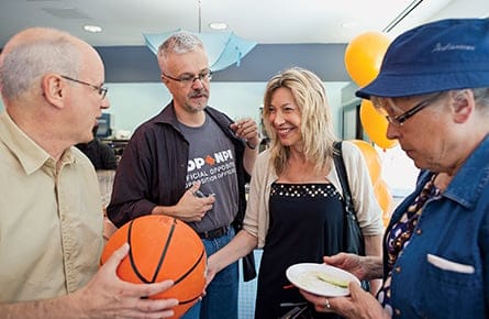 Linda McQuaig meets with supporters. (Photo by Cole Garside)
