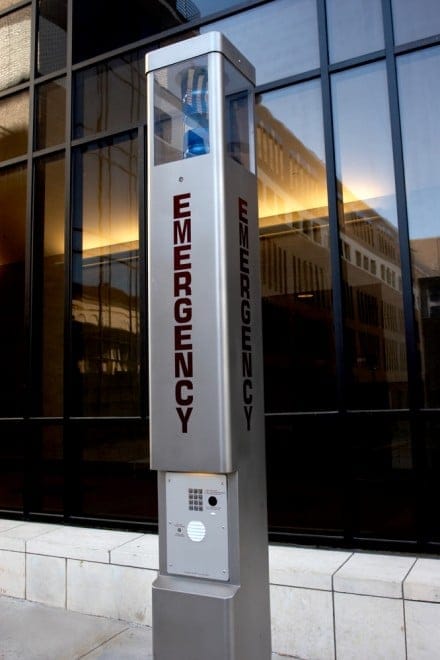 Blue emergency phone (Shutterstock)