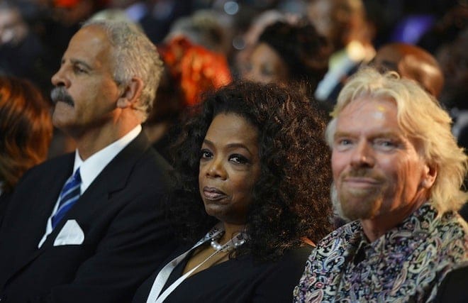 Stedman Graham, Oprah Winfrey and Richard Branson are among funeral guests.
