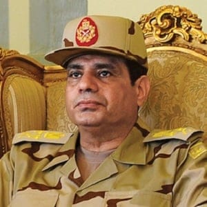 Defense Minister Abdel Fattah al-Sisi is seen during a news conference on the release of the soldiers who were kidnapped last week in Cairo