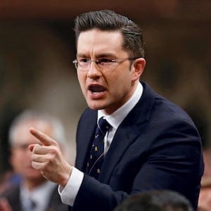 Canada's Minister of State for Democratic Reform Poilievre speaks during Question Period in the House of Commons on Parliament Hill in Ottawa