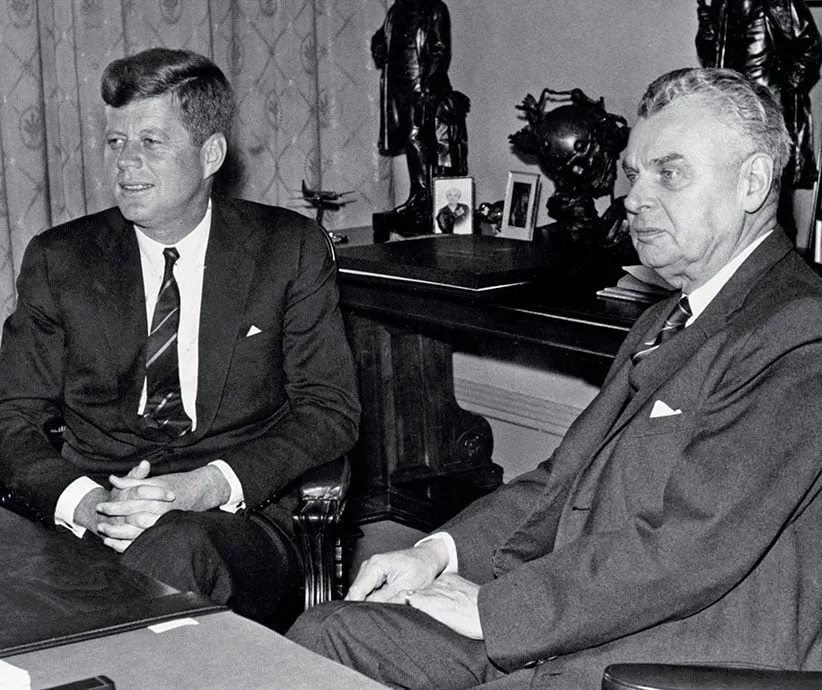 Prime Minister John Diefenbaker is seen here with U.S. President John F. Kennedy in Ottawa in 1961. (CP PHOTOS)