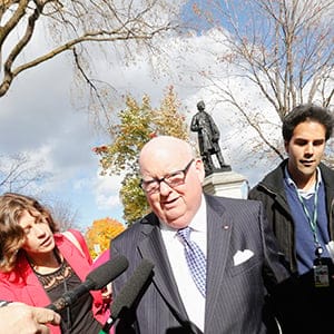 Senator Duffy arrives on Parliament Hill in Ottawa