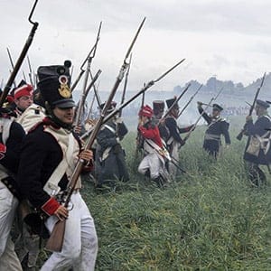 People dressed up as soldiers fight duri