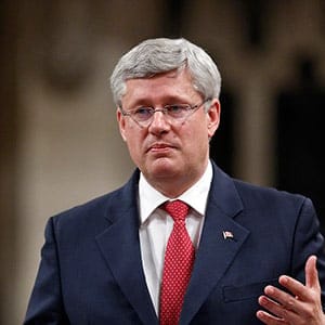 Canada's PM Harper speaks in the House of Commons on Parliament Hill in Ottawa