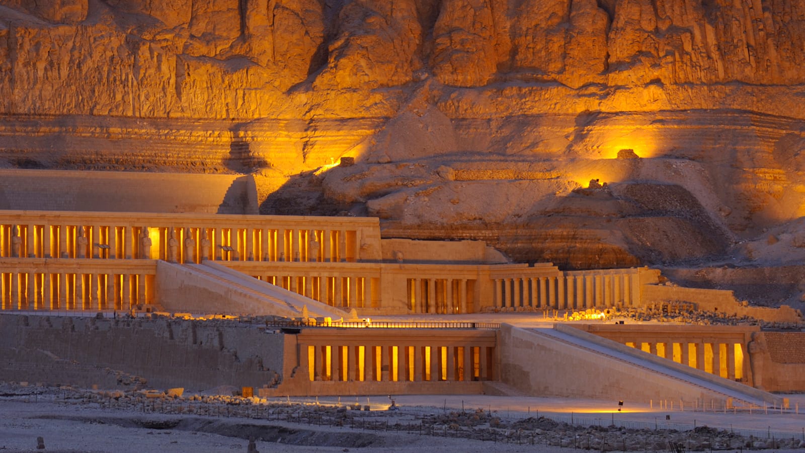 Hatshepsut's mortuary temple rises against a desert bluff. (Kenneth Garrett/Getty Images)
