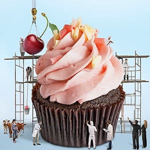 Cupcake with scaffolding.  Photo Ilustration by Sarah MacKinnon