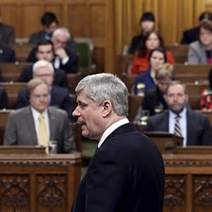 Canada's PM Harper outlines his government's plans to expand its military mission against Islamic State, in the House of Commons on Parliament Hill in Ottawa