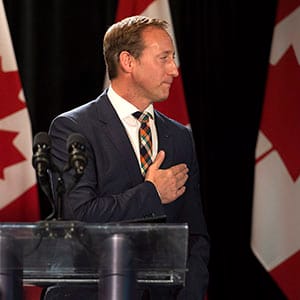 Federal Justice Minister Peter MacKay announces his resignation in Stellarton, N.S on Friday, May 29, 2015. MacKay, the MP from the riding of Central Nova, was first elected in 1997. THE CANADIAN PRESS/Andrew Vaughan