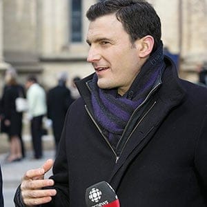 Justin Trudeau and Evan Solomon at the state funeral for Jim Flaherty at The Cathedral Church of St. James, Diocese of Toronto, Anglican Church of Canada, Toronto, Ont., Wednesday, April 16, 2014. Michael Hudson/CP