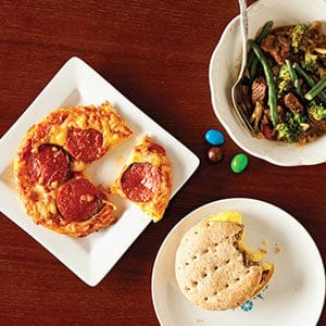 A table with items that could be included on the Atkins Diet.  Photograph by Reena Newman