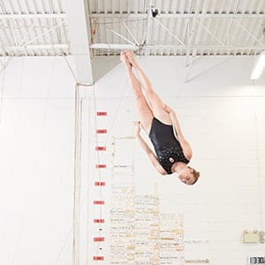 June 22, 2015 -Rosie McLennan practices along side athletes for the upcoming Pan American games at the Skyriders Trampoline place in Richmond Hill. (Photograph by Sandy Nicholson)