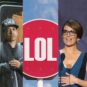 A production still from Straight Outta Compton, a LOL sign and Tina Fey. (Jaimie Trueblood/Universal, Shutterstock, Mario Anzuoni/Reuters)