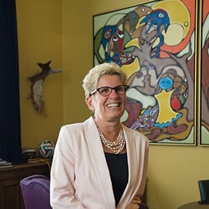 Macleans-Wynne, Ontario Premier Kathleen Wynne sits down with Paul Wells of Macleans at Queens Park in Toronto, ON. (Photograph by Cole Garside)