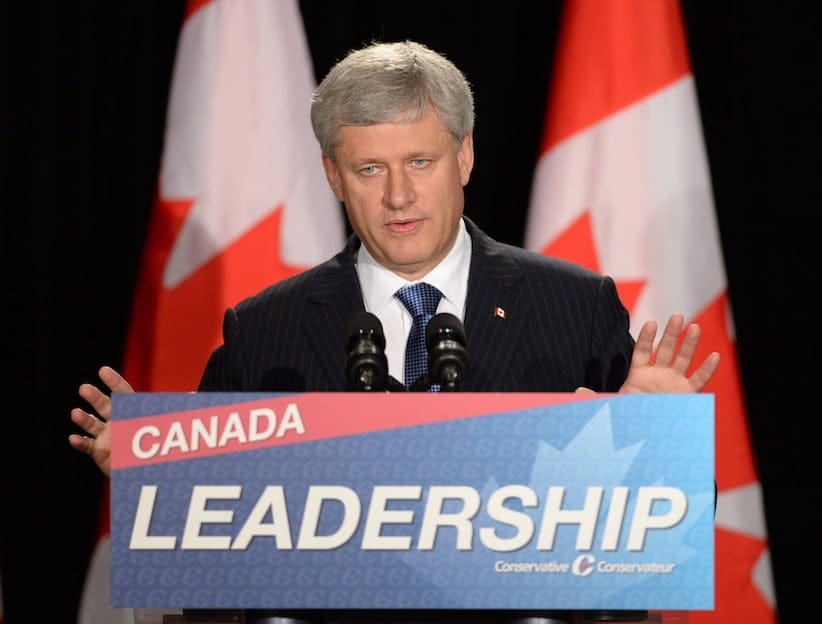 Conservative Leader Stephen Harper makes a campaign stop in Ottawa on Sunday, August 9, 2015. Canadian's will head to the polls on October 19, 2015.  THE CANADIAN PRESS/Sean Kilpatrick