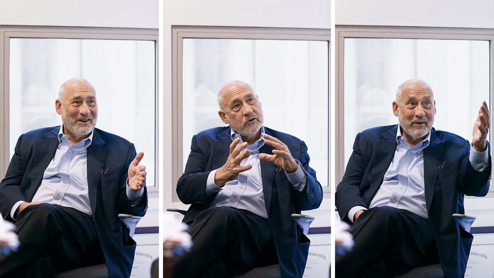 Joseph Stiglitz in conversation with Jason Kirby, August 25, 2015, New York 
Photograph by Geoffrey Knott