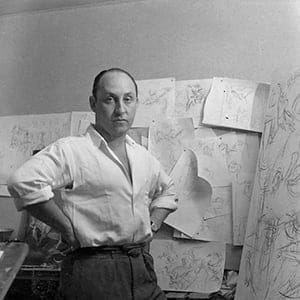 Portrait of Oscar Cahén in his studio in 1951. (Page Toles/The Cahén Archives)