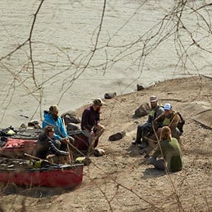 Members of the Rediscover North America canoe expedition. (Photograph by Jonathan Chapman/Getty Images)