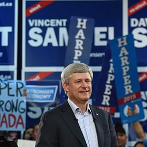 Conservative  leader Stephen Harper makes a campaign stop in Hamilton, Ontario on Thursday, August 27, 2015.  (Sean Kilpatrick/CP)