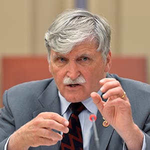 Liberal Sen. Romeo Dallaire, best known in Canada as the former commander of the UN's ill-fated peacekeeping mission in Rwanda, is seen at Senate caucus in Ottawa on Wednesday, May 28, 2014. Sources say Dallaire is retiring from the upper chamber next month. (Adrian Wyld/CP)