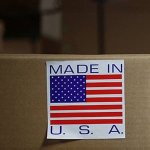 A "Made In The USA" sticker is seen on a box containing Hammer Strength weightlifting equipment at the Life Fitness manufacturing facility in Falmouth, Kentucky, U.S., on Thursday, April 9, 2015. The U.S. Census Bureau is scheduled to release durable goods figures on April 24. (Luke Sharrett/Bloomberg/Getty Images)