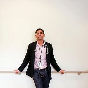 TORONTO, ON - APRIL 22:  Dr. Navindra Persaud poses at the St. Michael's Family Practice Clinic, April 22, 2015. Persaud struggled getting information about a popular morning sickness drug sparked a years long battle with Health Canada. (Andrew Francis Wallace/Toronto Star/Getty Images)