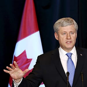 Canada's Prime Minister Stephen Harper speaks during a news conference on the Trans-Pacific Partnership (TPP) trade agreement in Ottawa, Canada October 5, 2015. (Chris Wattie/Reuters)