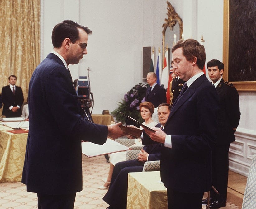 Prime Minister Joe Clark seen here at his swearing in ceremony at Government House in Ottawa, June 4, 1979. (Ron Poling/CP)