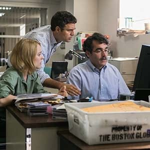 (Left to right)  Rachel McAdams as Sacha Pfeiffer, Mark Ruffalo as Michael Rezendes and Brian d’Arcy James as Matt Carroll  in SPOTLIGHT. (KERRY HAYES/Open Road Films)