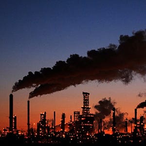 Petro-Canada's Edmonton Refinery and Distribution Centre glows at dusk in Edmonton. (Dan Riedlhuber/Reuters)