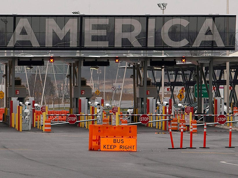 The United States border crossing is shown Wednesday, December 7, 2011  in Lacolle, Que., south of Montreal. Canada and the U.S will be signing a new treaty aimed at improving the flow of commerce. Prime Minister Stephen Harper is headed to the White House Wednesday to announce the details of a long-awaited border security agreement with U.S. President Barack Obama. The Beyond The Border initiative is intended to foster the sharing of intelligence and the streamlining of cross-border trade. (Ryan Remiorz/CP)