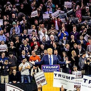 Republican presidential candidate Donald J. Trump held a campaign rally in Lowell, Mass. on January 4, 2016. (Mark Peterson/Redux)