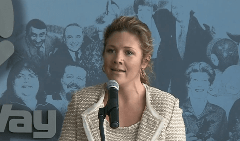 Sophie Gregoire-Trudeau sings a song at a Martin Luther King Jr. Day event.
