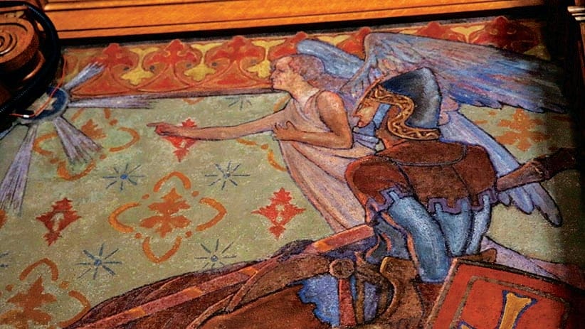 Mural detail from the Opposition Leader's office on Parliament Hill. It is believed that Mackenzie King asked to have his mother's face painting into the face of this angel.  (Photograph by Carla Antonio)