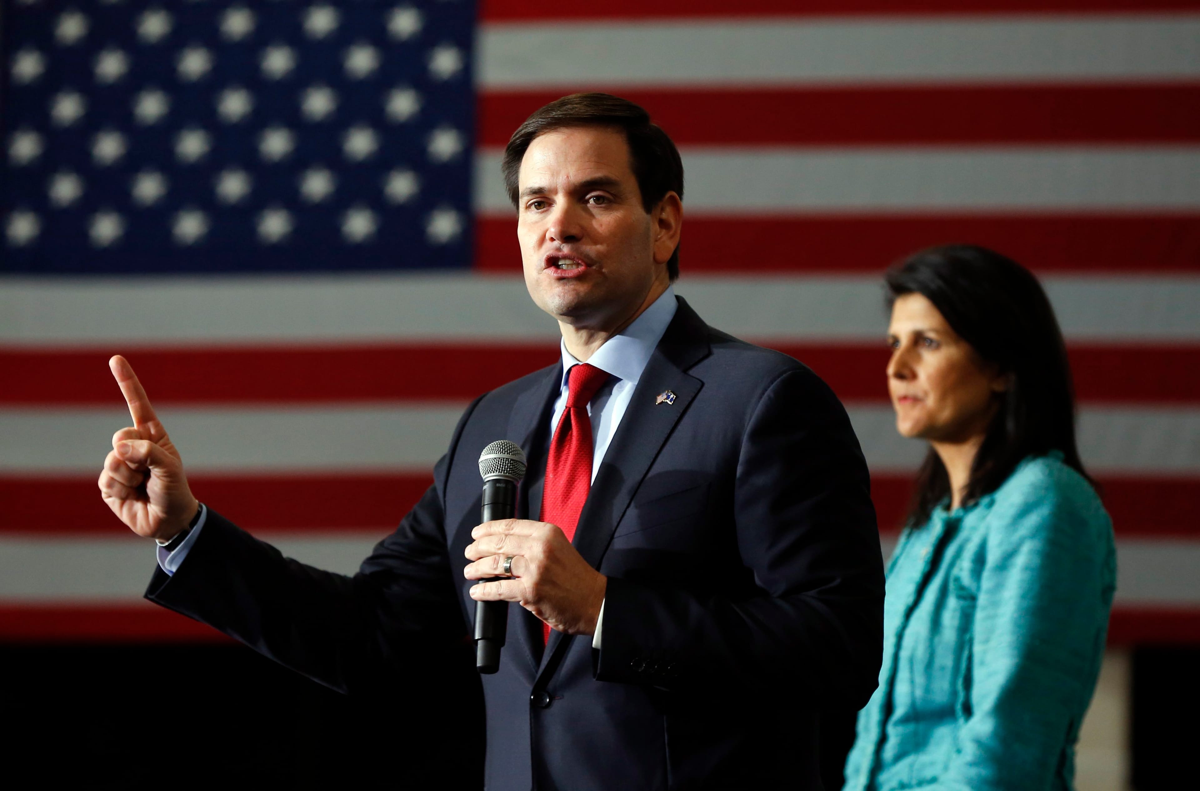 Republican presidential candidate Sen. Marco Rubio, R-Fla., speaks at Clemson University during a campaign stop, Friday, Feb. 19, 2016 in Clemson, S.C. (AP Photo/Paul Sancya)