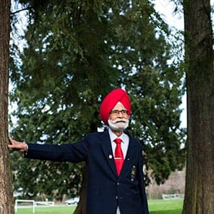 Three-time gold medalist in field hockey Balbir Singh poses for a photo in Burnaby. (Photograph by Jimmy Jeong)
