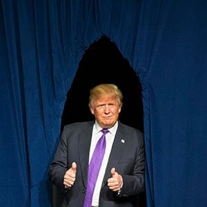 Donald Trump celebrates with supporters after winning the Nevada Republican caucus at the Treasure Island Resort and Casino in Las Vegas, Feb. 23, 2016. (RUTH FREMSON/New York Times/Redux)