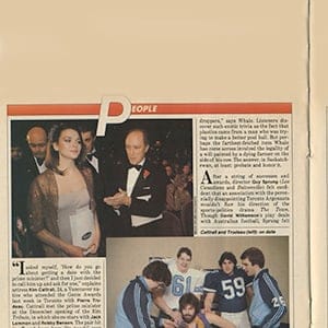 An article from Maclean's 1981 issue featuring a photo of Kim Cattrall and Prime Minister Pierre Elliott Trudeau. (Maclean's)