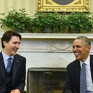 US President Barack Obama and Canadian Prime Minister Justin Trudeau meet in the Oval office at the White House in Washington, DC, on March 10, 2016. (NICHOLAS KAMM/AFP/Getty Images)