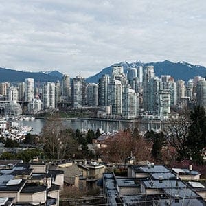 A high-angle view of Vancouver's False Creek real estate as seen from the Fairview Slopes neighbourhood, Vancouver, B.C., February 24, 2016. (Bayne Stanley/CP)
