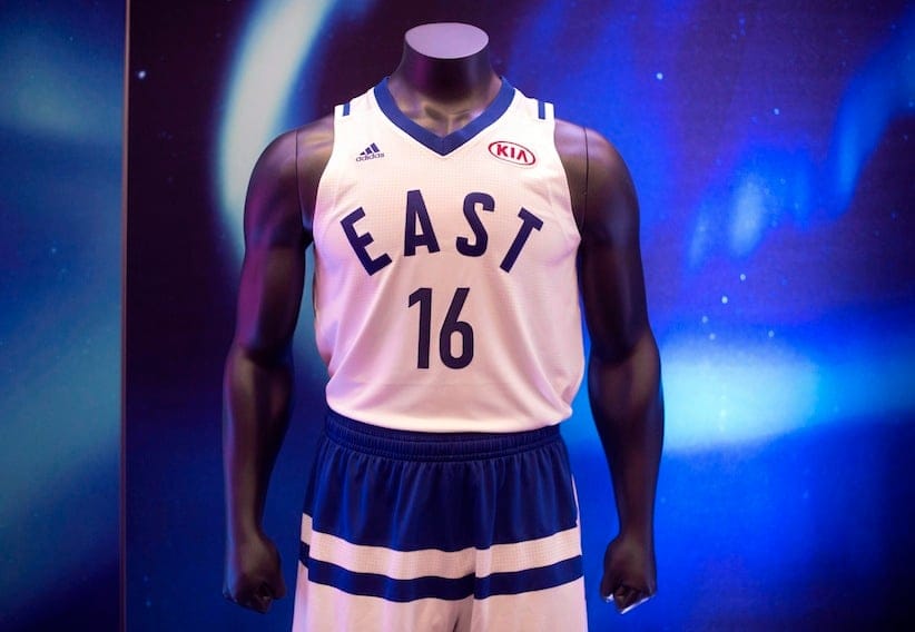 The uniforms for the 2015-2016 NBA All-Star Eastern team are unveiled in Toronto on Wednesday, December 2, 2015. THE CANADIAN PRESS/Darren Calabrese
